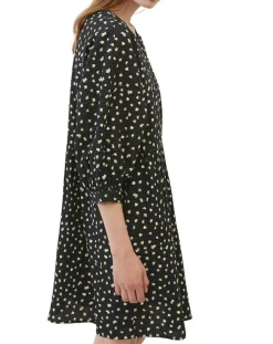 Robe manches ballons imprimée fleurs noire