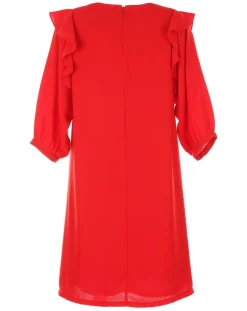 Robe manches volantes rouge