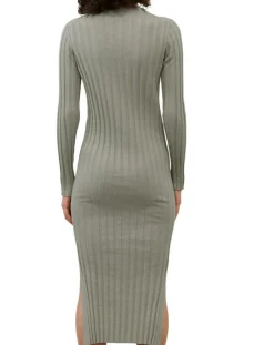 Robe maxi en Coton & Lin Cotelé beige foncé