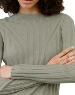 Robe maxi en Coton & Lin Cotelé beige foncé