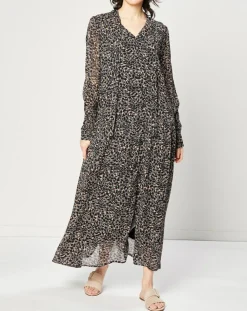 Robe maxi fluide imprimée noire
