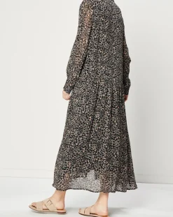 Robe maxi fluide imprimée noire