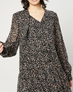 Robe maxi fluide imprimée noire