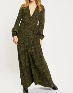 Robe Maxi Print Zèbre noir/vert