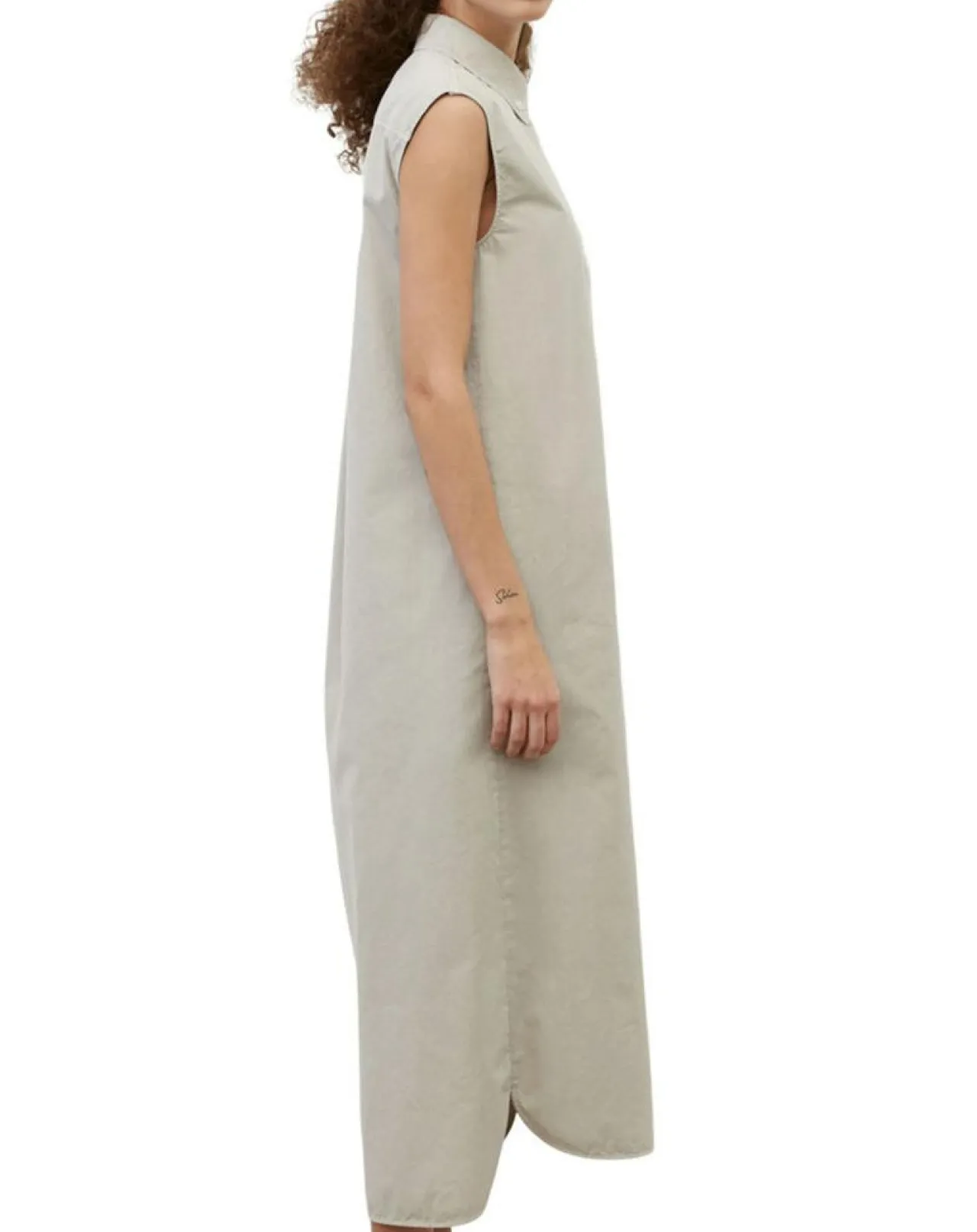 Robe maxi sans manches Bouton gris clair