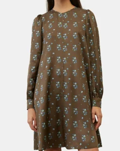 Robe medium imprimée marron