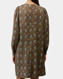 Robe medium imprimée marron