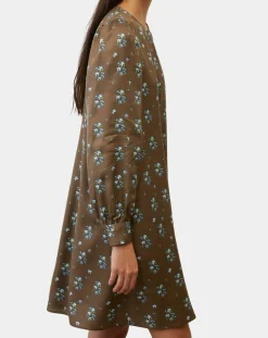 Robe medium imprimée marron