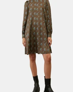 Robe medium imprimée marron