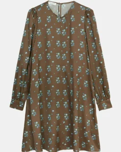 Robe medium imprimée marron