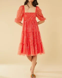 Robe midi Baby Flower coquelicot