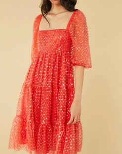 Robe midi Baby Flower coquelicot