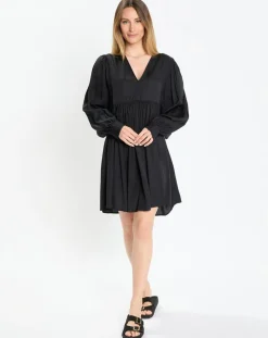 Robe midi col V noir