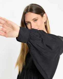 Robe midi col V noir