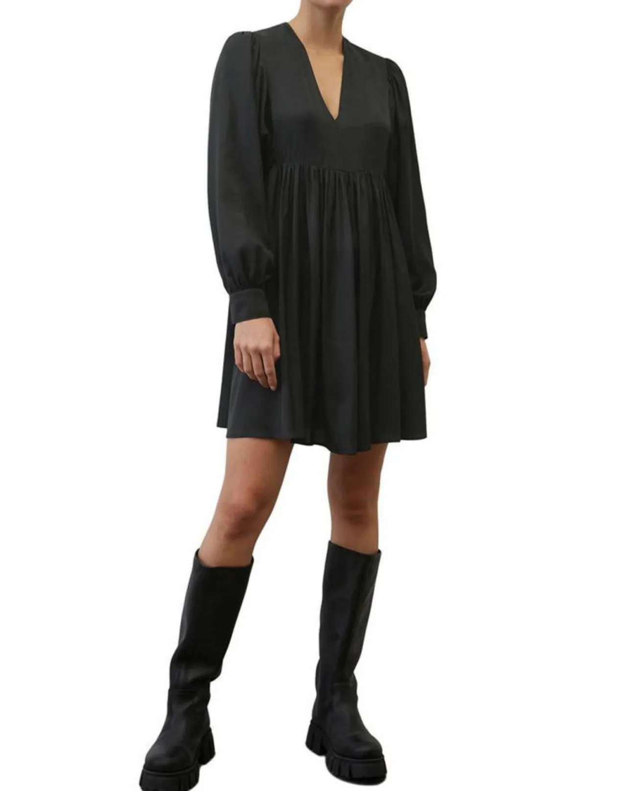 Robe midi col V noir