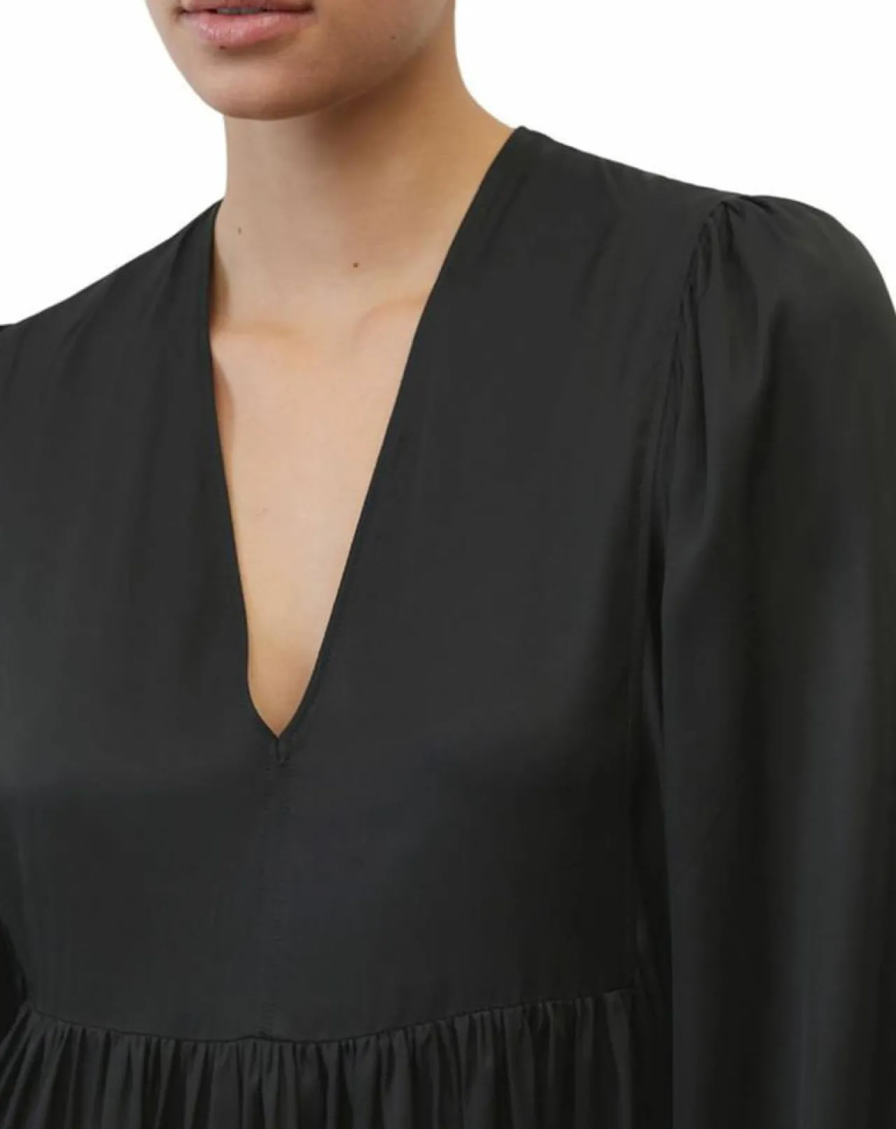 Robe midi col V noir