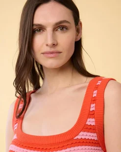 Robe Midi Ecaille Arc-en-ciel bicolore rouge/rose