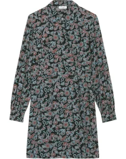 Robe midi imprimée noir/multicolore