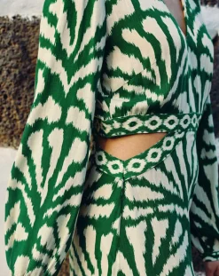 Robe Midi Royce éventail verte