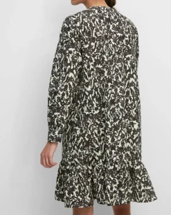 Robe mi-longue à fleurs noire