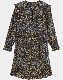 Robe mi-longue imprimée multicolore