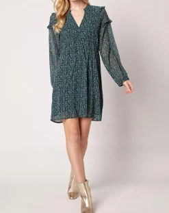 Robe Odette imprimée vert sapin