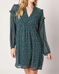 Robe Odette imprimée vert sapin