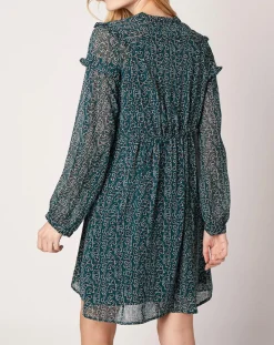 Robe Odette imprimée vert sapin