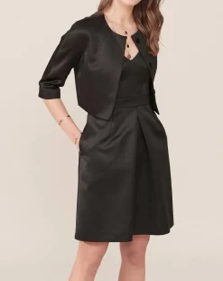 Robe Ora évasée satinée noire