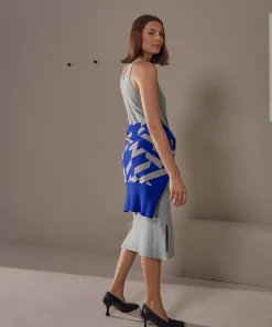 Robe Paulette col V côtelée gris moyen