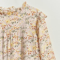 Robe Pebbles à volants à fleurs beige