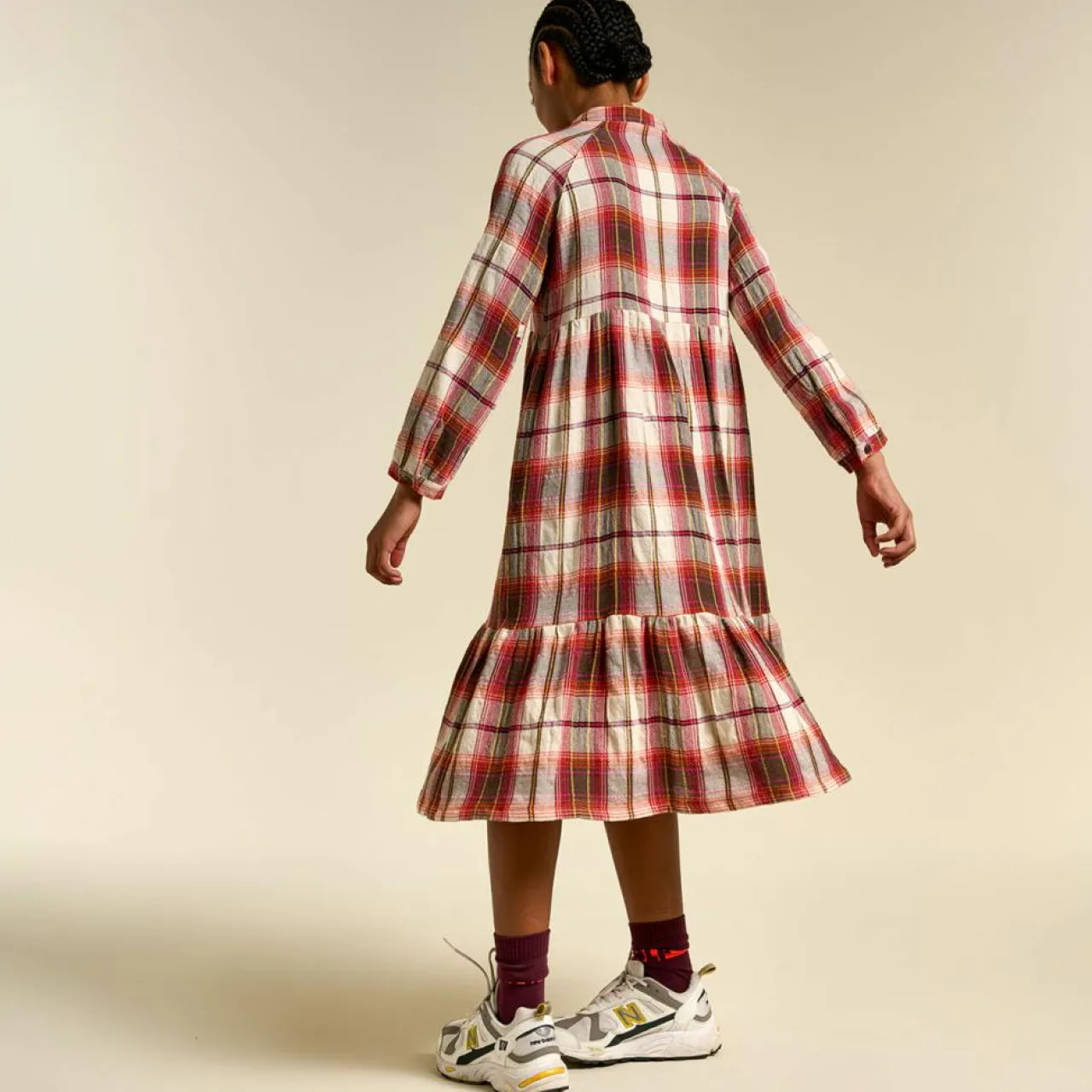 Robe Peru à carreaux bordeaux/écru