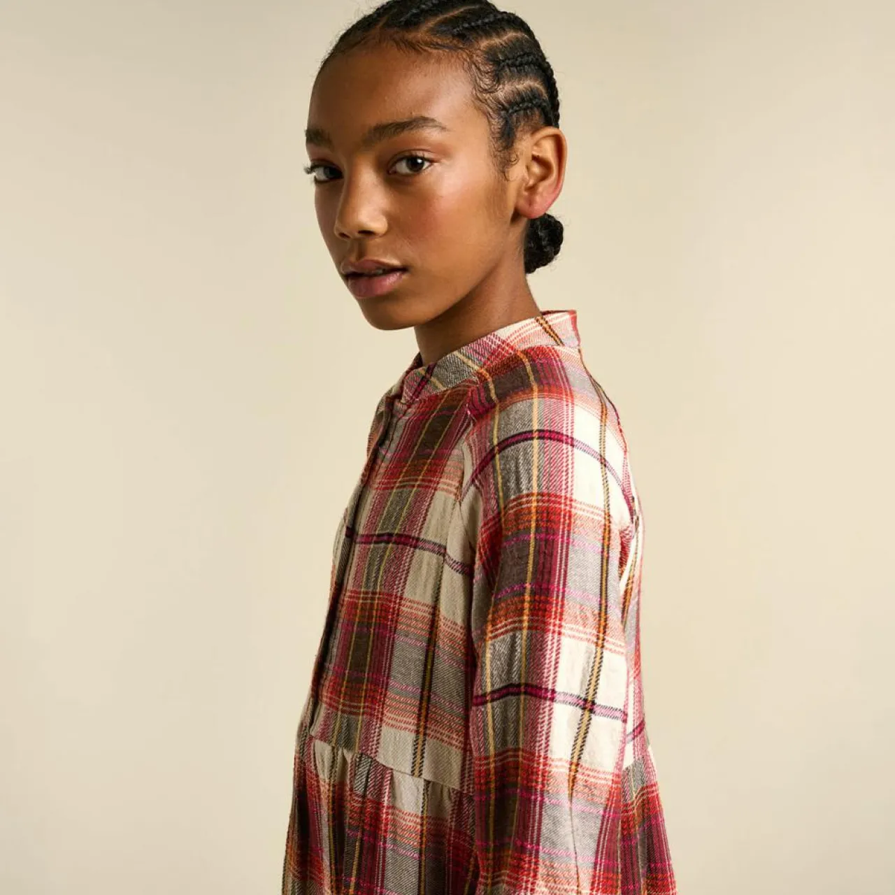 Robe Peru à carreaux bordeaux/écru