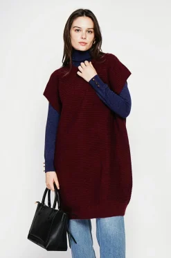 Robe poncho col rond bordeaux