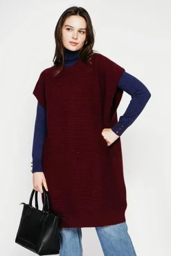 Robe poncho col rond bordeaux