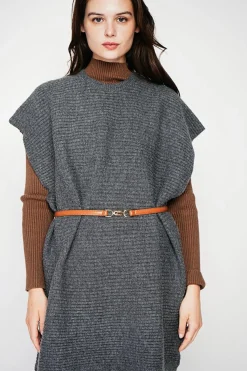 Robe poncho col rond loup