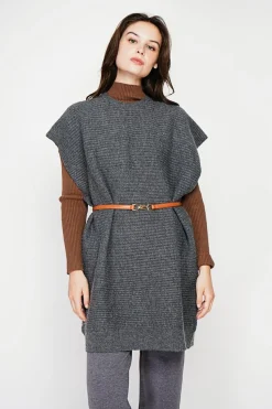 Robe poncho col rond loup