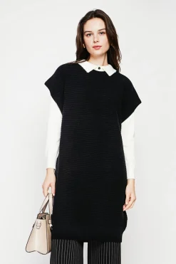 Robe poncho col rond noire