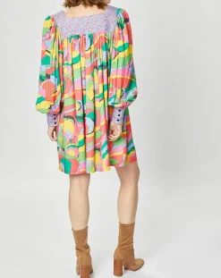 Robe Purple Country print bleu gris