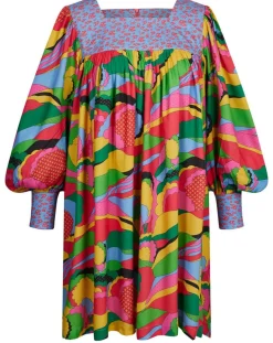 Robe Purple Country print bleu gris