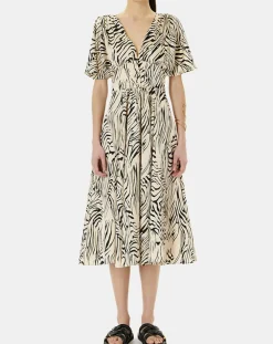 Robe Rafi imprimée zèbre noir/beige