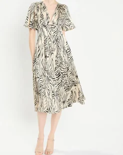 Robe Rafi imprimée zèbre noir/beige