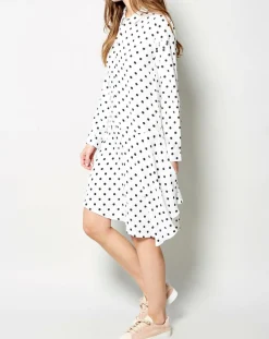 Robe Raipur asymétrique à pois blanche