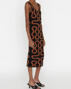 Robe Ridley imprimée noir/marron