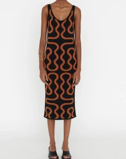 Robe Ridley imprimée noir/marron