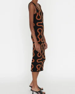 Robe Ridley imprimée noir/marron