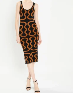 Robe Ridley imprimée noir/marron