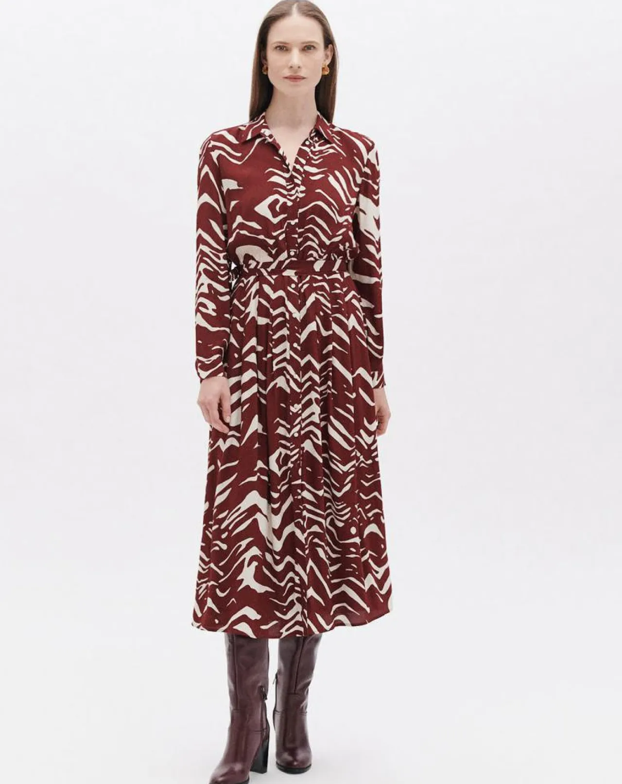 Robe Rlilie imprimée bordeaux