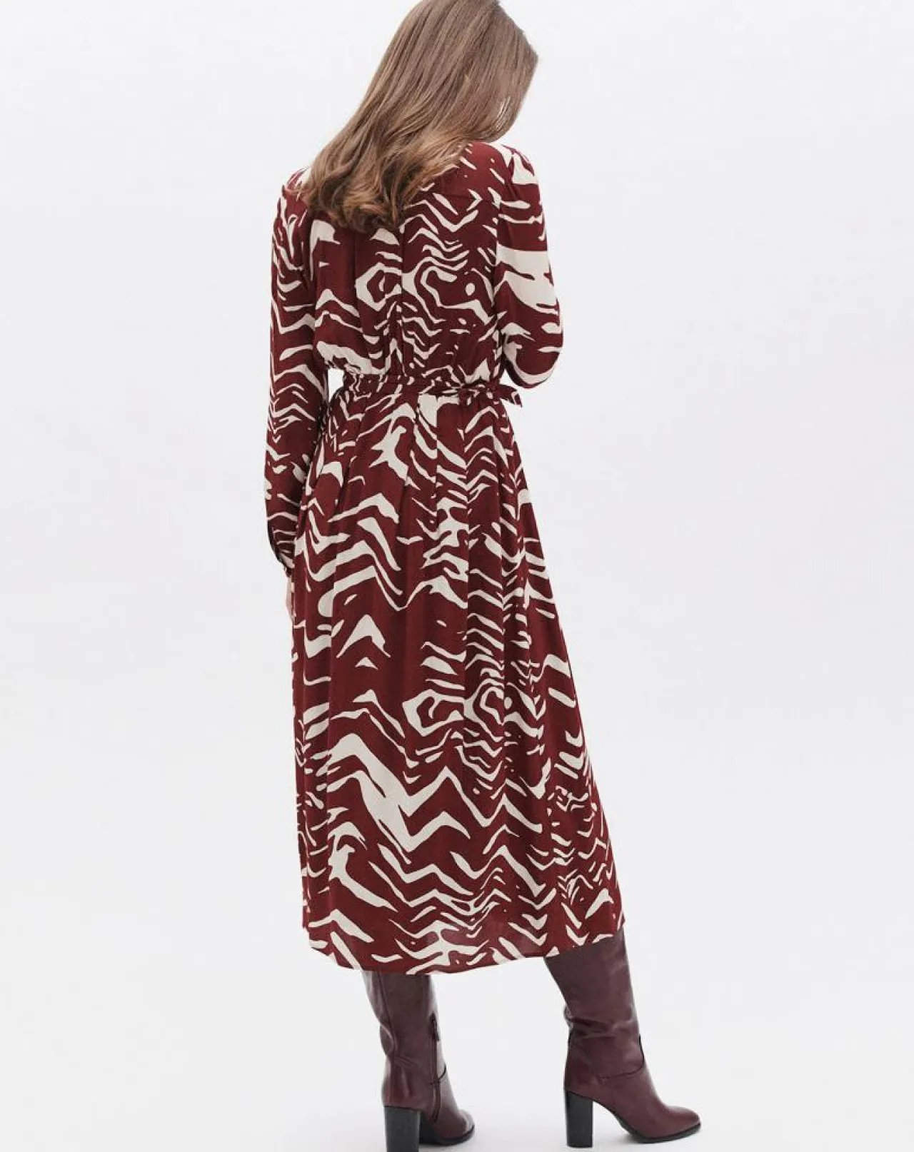 Robe Rlilie imprimée bordeaux