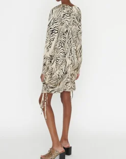 Robe Robert imprimée zèbre noir/beige